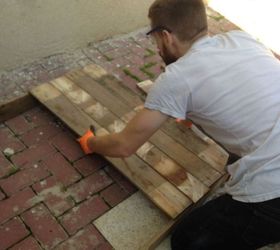diy outdoor pallet table first woodworking attempt, how to, outdoor furniture, painted furniture, pallet, woodworking projects