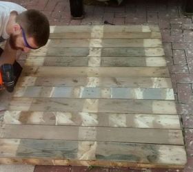 diy outdoor pallet table first woodworking attempt, how to, outdoor furniture, painted furniture, pallet, woodworking projects
