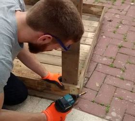 diy outdoor pallet table first woodworking attempt, how to, outdoor furniture, painted furniture, pallet, woodworking projects