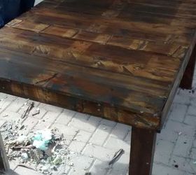 diy outdoor pallet table first woodworking attempt, how to, outdoor furniture, painted furniture, pallet, woodworking projects