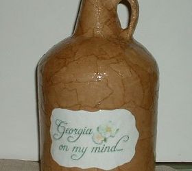 i made this jug with decoupage glue and pieces of brown wrapping paper, crafts