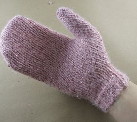 sweaters to mittens, crafts, repurposing upcycling, Test fit time