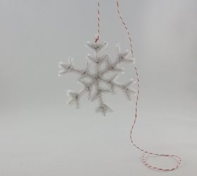 crystal snowflakes, christmas decorations, crafts, repurposing upcycling, seasonal holiday decor, Tie a string on