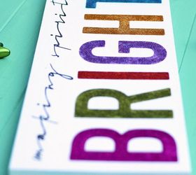 colorful glittery christmas sign making spirits bright, christmas decorations, crafts, seasonal holiday decor