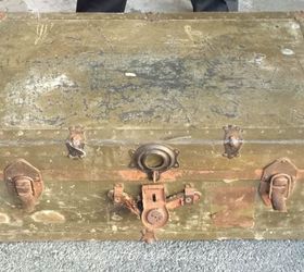 wwii navy trunk revive, painted furniture, repurposing upcycling