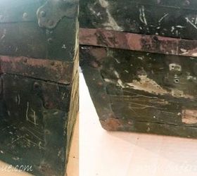 wwii navy trunk revive, painted furniture, repurposing upcycling