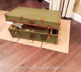 wwii navy trunk revive, painted furniture, repurposing upcycling