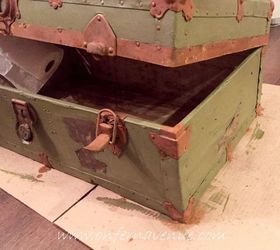 wwii navy trunk revive, painted furniture, repurposing upcycling