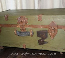 wwii navy trunk revive, painted furniture, repurposing upcycling