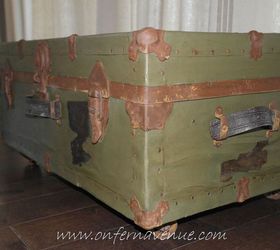 wwii navy trunk revive, painted furniture, repurposing upcycling