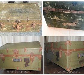 wwii navy trunk revive, painted furniture, repurposing upcycling