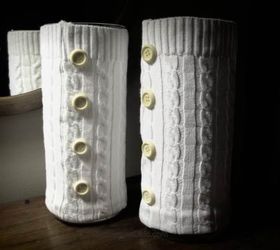 recycled sweater hurricane lamp more gift ideas with sweaters, crafts, repurposing upcycling, seasonal holiday decor