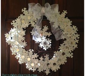 from old puzzle to glittery snowflake wreath, christmas decorations, crafts, how to, seasonal holiday decor, wreaths