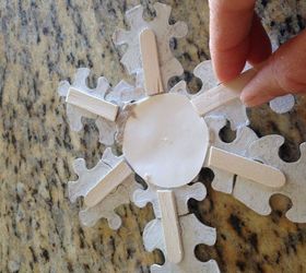 from old puzzle to glittery snowflake wreath, christmas decorations, crafts, how to, seasonal holiday decor, wreaths