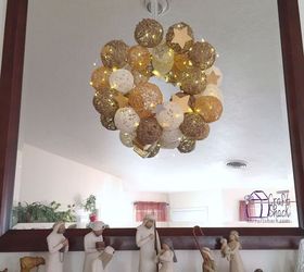 twinkling yarn ball wreath, christmas decorations, crafts, seasonal holiday decor, wreaths