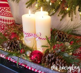 diy lighted pinecone candle tray, christmas decorations, crafts, seasonal holiday decor