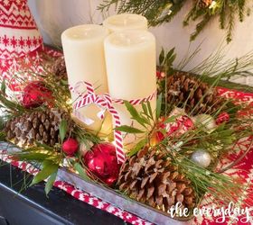 diy lighted pinecone candle tray, christmas decorations, crafts, seasonal holiday decor