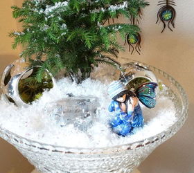 winter wonderland fairy garden, christmas decorations, gardening, repurposing upcycling, seasonal holiday decor, Brrr doesn t she look cold