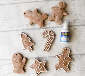 gingerbread scented salt dough ornaments, christmas decorations, seasonal holiday decor