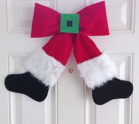 santa bow wreath wall hanging, christmas decorations, crafts, seasonal holiday decor, wreaths