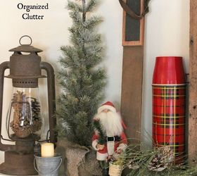 anchoring a christmas mantel with an old weathered window frame, christmas decorations, fireplaces mantels, seasonal holiday decor