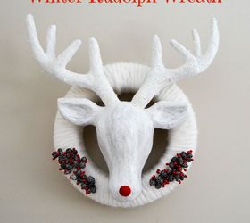 winter rudolph wreath, christmas decorations, crafts, seasonal holiday decor, wreaths