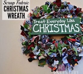 scrap fabric christmas wreath, christmas decorations, crafts, how to, seasonal holiday decor, wreaths