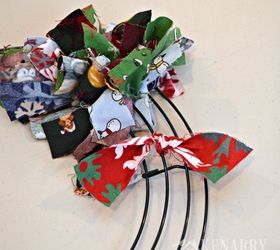 scrap fabric christmas wreath, christmas decorations, crafts, how to, seasonal holiday decor, wreaths