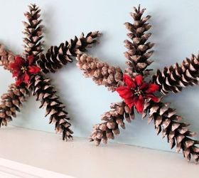 christmas star decorations using pine cones, christmas decorations, crafts, seasonal holiday decor