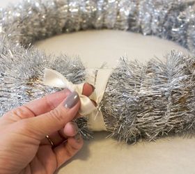 christmas ornament wreath, christmas decorations, crafts, seasonal holiday decor, wreaths, Add a ribbon hanger now