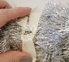 christmas ornament wreath, christmas decorations, crafts, seasonal holiday decor, wreaths, Secure the ribbon hanger