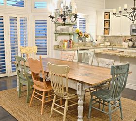 diy chippy farm table w mismatched chairs, diy, kitchen design, painted furniture, woodworking projects