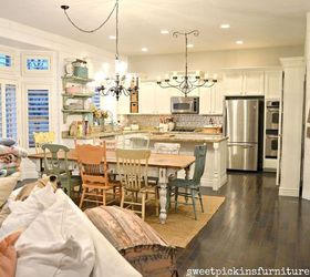 diy chippy farm table w mismatched chairs, diy, kitchen design, painted furniture, woodworking projects