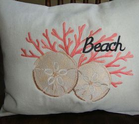 drop cloths become nautical pillows, crafts, reupholster, Sand Dollar Pillow