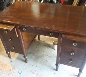 cute vintage desk makeover, painted furniture
