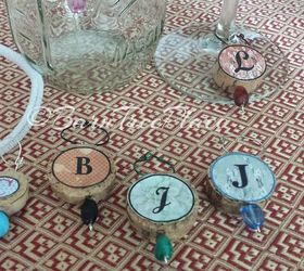 personalized cork glass tags, crafts, decoupage