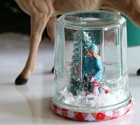 jelly jar to snow globe, crafts, repurposing upcycling, seasonal holiday decor