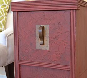 diy textured drawer face side table makeover, chalk paint, painted furniture, repurposing upcycling