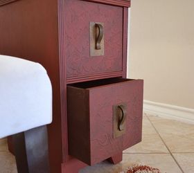 diy textured drawer face side table makeover, chalk paint, painted furniture, repurposing upcycling