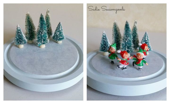 11 Fun Diy Ice Skate Decorations For Winter Holidays Shelterness Thrifted Cheese Dome Ice Skating Pond Christmas Decorations Crafts Seasonal Holiday Decor