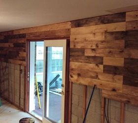 created a plank wall to replace paneling in lower level, diy, home improvement, wall decor, woodworking projects