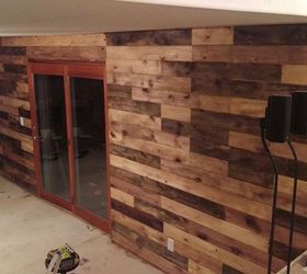 created a plank wall to replace paneling in lower level, diy, home improvement, wall decor, woodworking projects