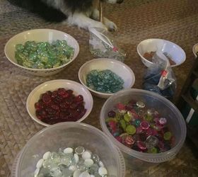 how to repurpose old window for christmas decor, christmas decorations, crafts, repurposing upcycling, seasonal holiday decor, Flat marbles in various colors