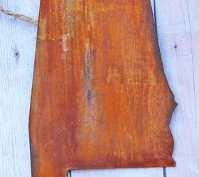 diy faux rusted metal state ornaments from a cereal box, christmas decorations, crafts, seasonal holiday decor