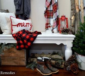 cozy farmhouse entryway home for christmas homeforchristmas, christmas decorations, home decor, seasonal holiday decor