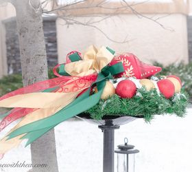 decorate your birdbath every christmas with this clever gorgeous idea, christmas decorations, outdoor living, seasonal holiday decor