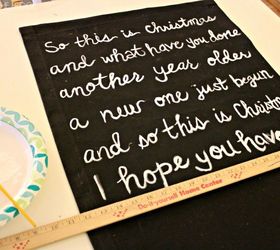 black and white christmas song lyric table runner, christmas decorations, dining room ideas, seasonal holiday decor