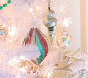 preppy pink green christmas tree with vintage shiny brite ornaments, christmas decorations, seasonal holiday decor