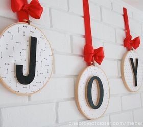 joy embroidery hoop ornaments christmas mantel, christmas decorations, crafts, fireplaces mantels, seasonal holiday decor