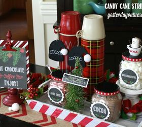 hot chocolate coffee bar, christmas decorations, seasonal holiday decor